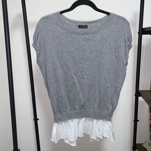 Perserico grey tee shirt with white ruffle